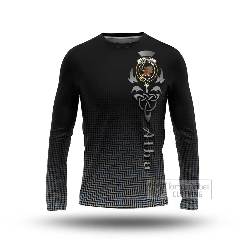 Tartan Vibes Clothing Gladstone (Gladstanes) Tartan Long Sleeve T-Shirt Featuring Alba Gu Brath Family Crest Celtic Inspired