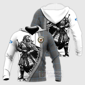 Gladstone (Gladstanes) Tartan Clan Crest Knitted Hoodie with Highlander Warrior Celtic Style