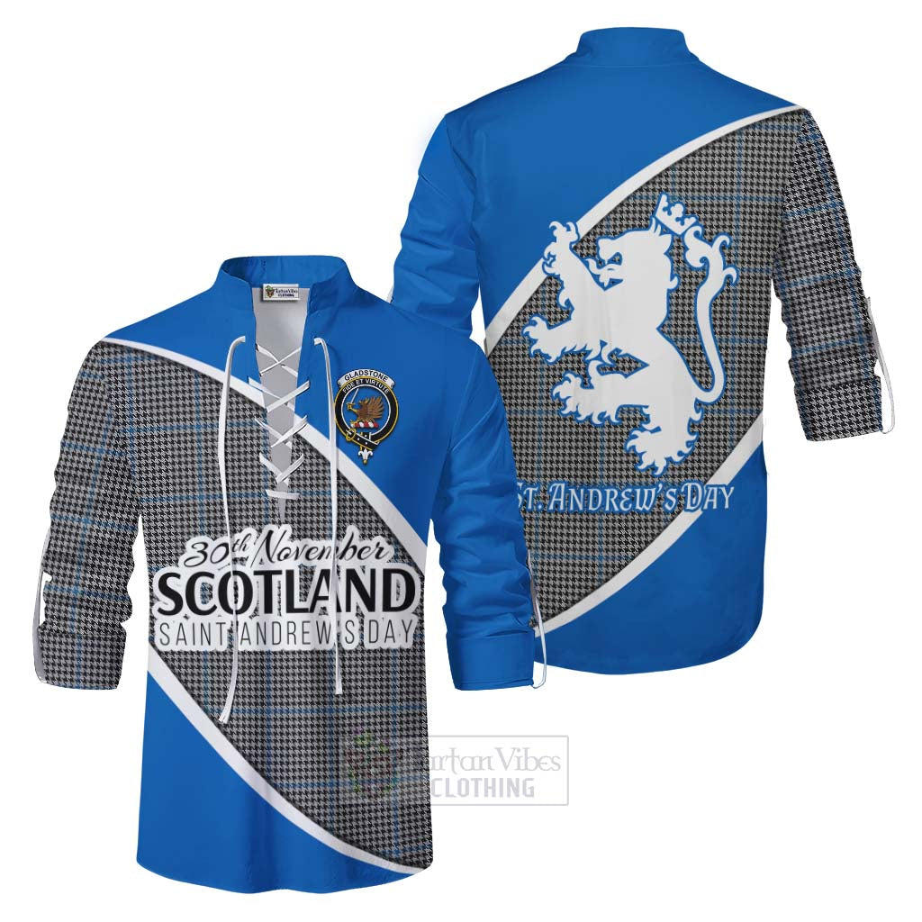 Tartan Vibes Clothing Gladstone (Gladstanes) Family Crest Tartan Ghillie Kilt Shirt Celebrate Saint Andrew's Day in Style