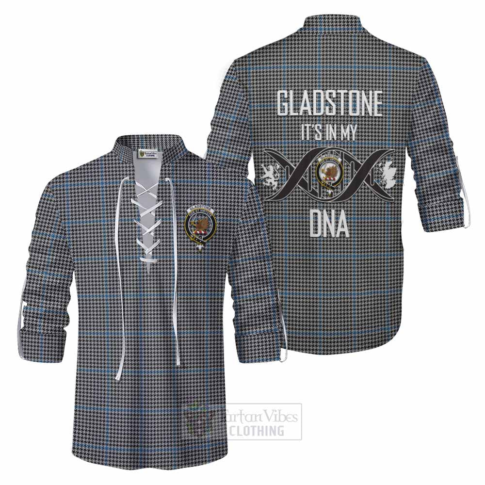 Tartan Vibes Clothing Gladstone (Gladstanes) Tartan Ghillie Kilt Shirt with Family Crest DNA In Me Style