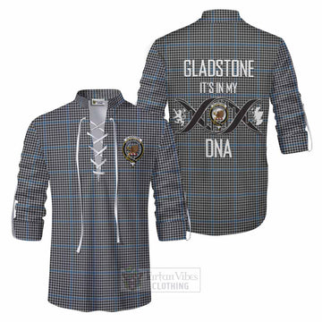 Gladstone (Gladstanes) Tartan Ghillie Kilt Shirt with Family Crest DNA In Me Style