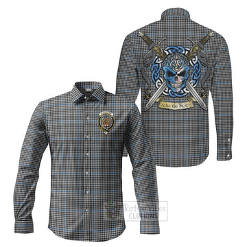 Gladstone (Gladstanes) Tartan Long Sleeve Button Shirt with Family Crest Celtic Skull Style