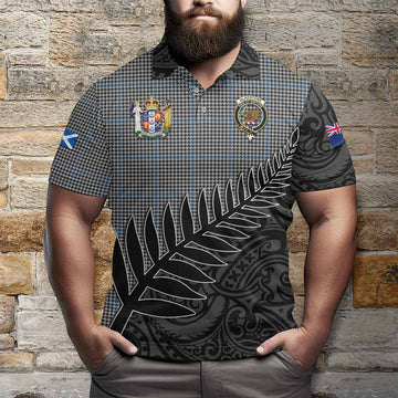 Gladstone (Gladstanes) Crest Tartan Polo Shirt with New Zealand Silver Fern Half Style