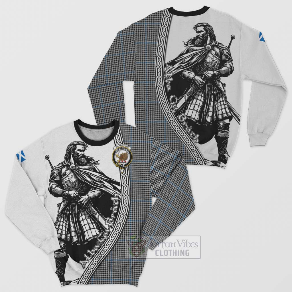 Tartan Vibes Clothing Gladstone (Gladstanes) Tartan Clan Crest Sweatshirt with Highlander Warrior Celtic Style