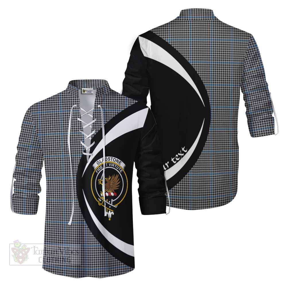 Tartan Vibes Clothing Gladstone (Gladstanes) Tartan Ghillie Kilt Shirt with Family Crest Circle Style