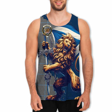 Gladstone (Gladstanes) Tartan Family Crest Men's Tank Top with Scottish Majestic Lion