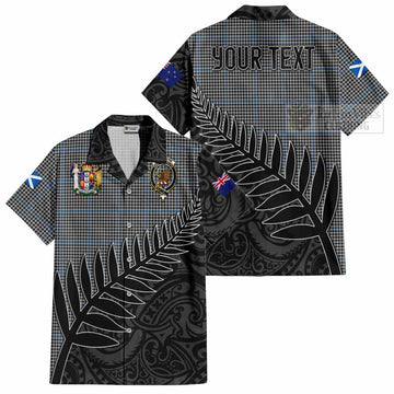 Gladstone (Gladstanes) Crest Tartan Short Sleeve Button Shirt with New Zealand Silver Fern Half Style