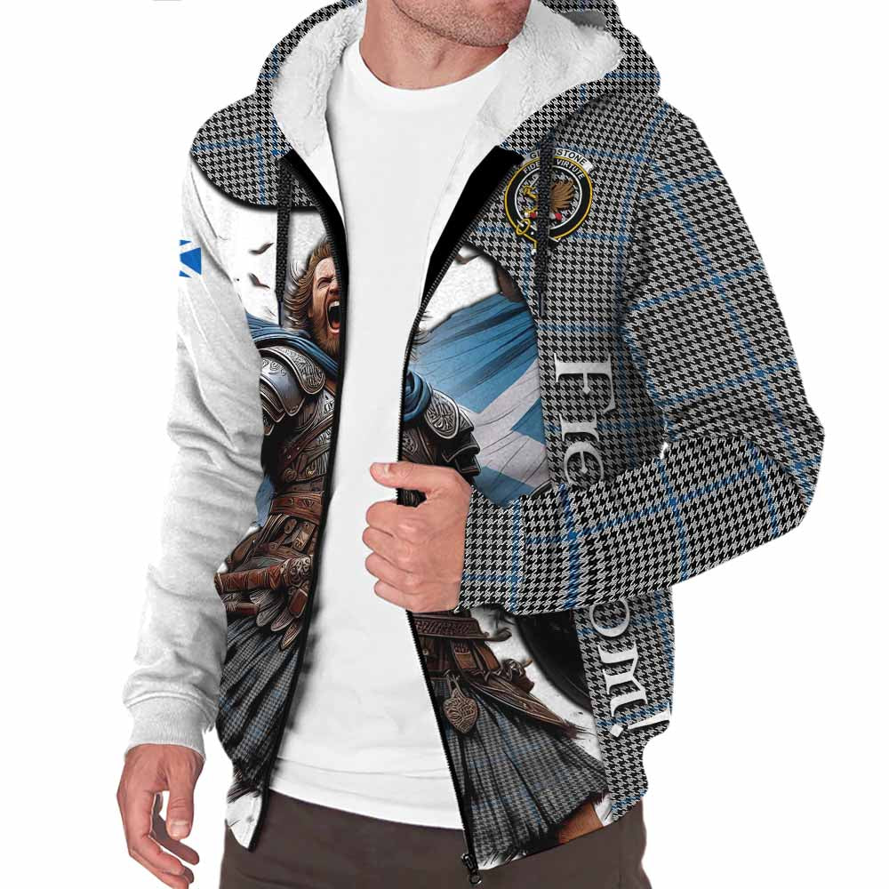 Tartan Vibes Clothing Gladstone (Gladstanes) Crest Tartan Sherpa Hoodie Inspired by the Freedom of Scottish Warrior