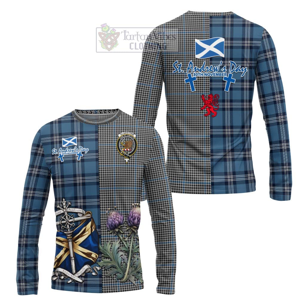 Tartan Vibes Clothing Gladstone (Gladstanes) Tartan Long Sleeve T-Shirt Happy St. Andrew's Day Half Tartan Style