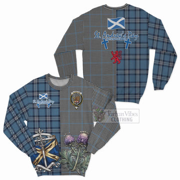 Gladstone (Gladstanes) Tartan Sweatshirt Happy St. Andrew's Day Half Tartan Style