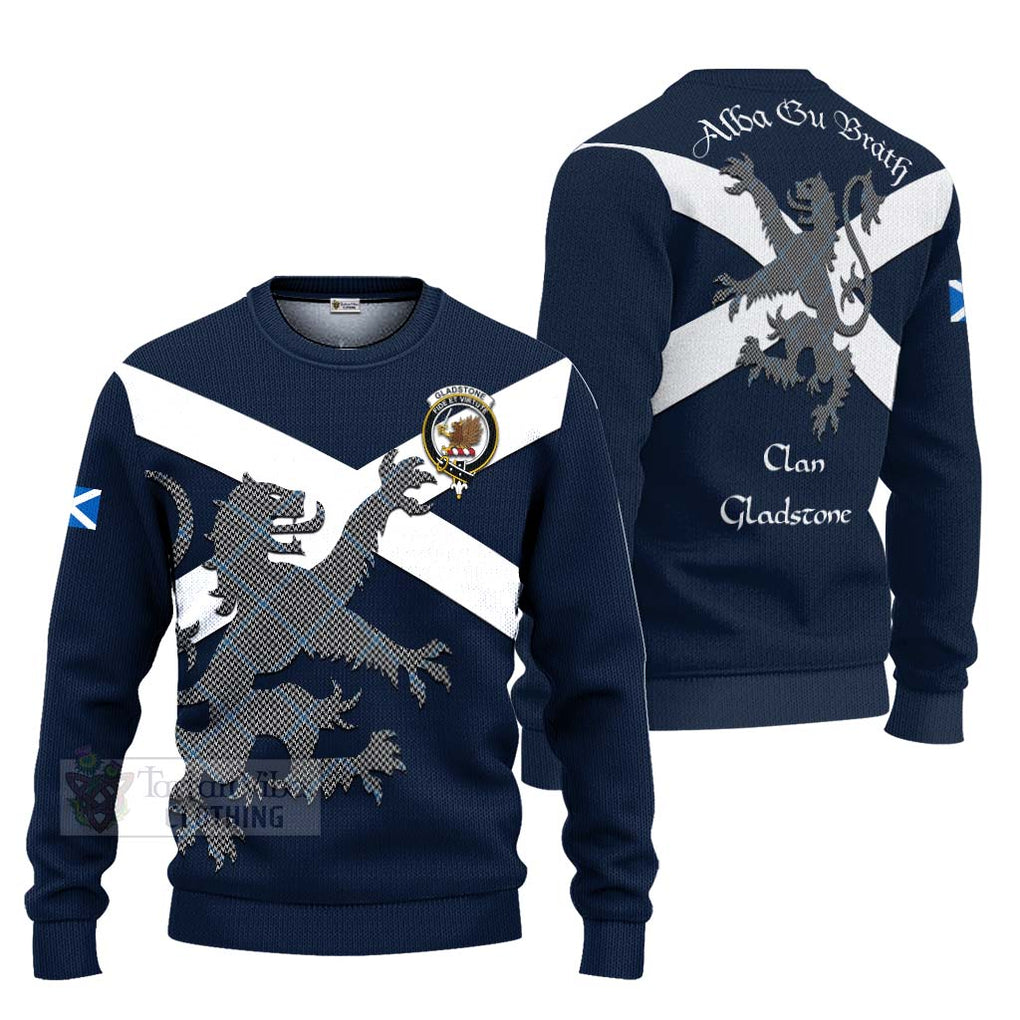 Tartan Vibes Clothing Gladstone (Gladstanes) Tartan Lion Rampant Knitted Sweater – Proudly Display Your Heritage with Alba Gu Brath and Clan Name