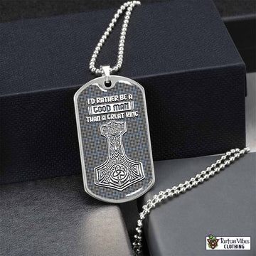 Gladstone (Gladstanes) Tartan Dog Tag Necklace Viking Mjolnir Style