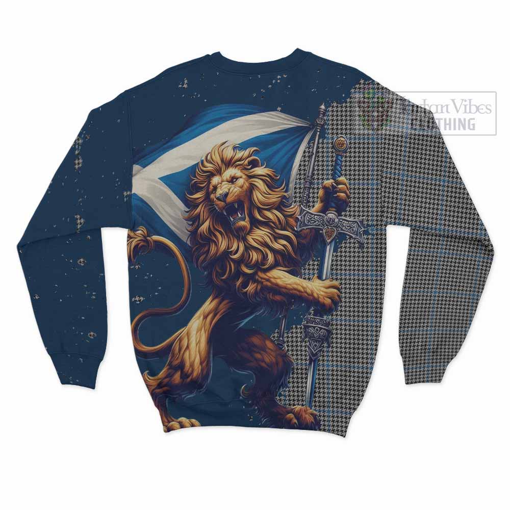 Tartan Vibes Clothing Gladstone (Gladstanes) Tartan Family Crest Sweatshirt with Scottish Majestic Lion