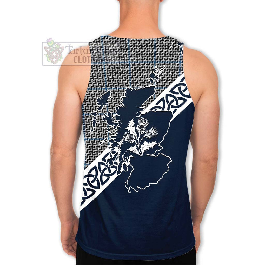 Tartan Vibes Clothing Gladstone (Gladstanes) Tartan Men's Tank Top Featuring Thistle and Scotland Map