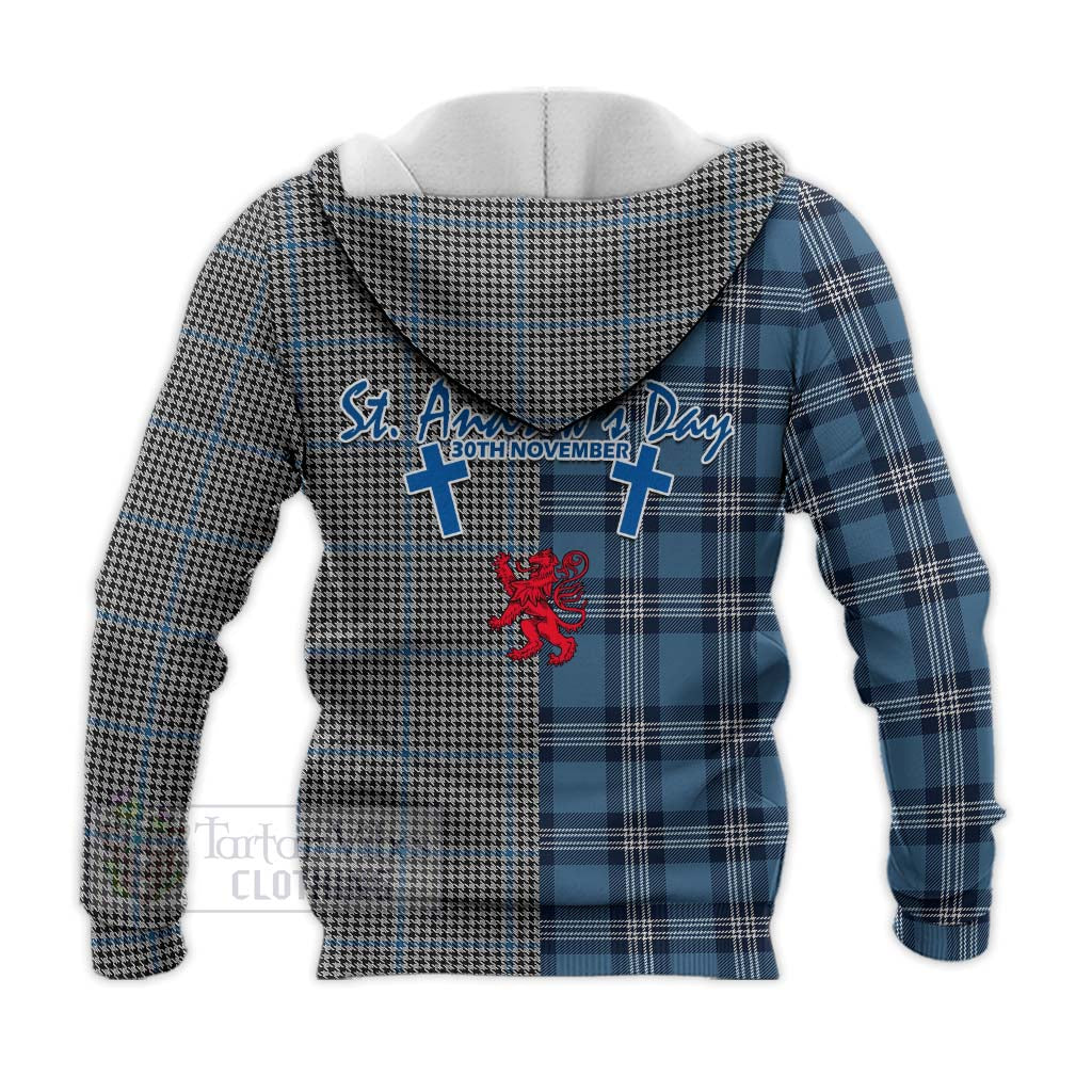 Tartan Vibes Clothing Gladstone (Gladstanes) Tartan Knitted Hoodie Happy St. Andrew's Day Half Tartan Style