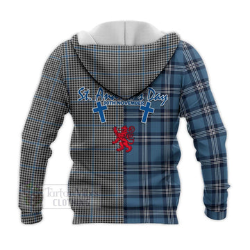 Gladstone (Gladstanes) Tartan Knitted Hoodie Happy St. Andrew's Day Half Tartan Style