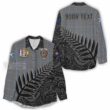 Gladstone (Gladstanes) Crest Tartan Women's Casual Shirt with New Zealand Silver Fern Half Style