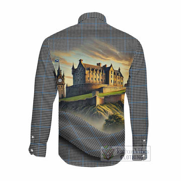 Gladstone (Gladstanes) Tartan Family Crest Long Sleeve Button Shirt with Scottish Ancient Castle Style Men's Shirt - Tartan Vibes Clothing
