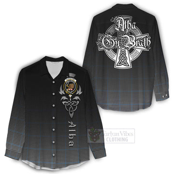 Gladstone (Gladstanes) Tartan Women's Casual Shirt Featuring Alba Gu Brath Family Crest Celtic Inspired