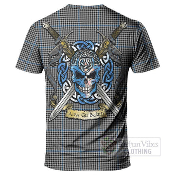 Gladstone (Gladstanes) Tartan T-Shirt with Family Crest Celtic Skull Style