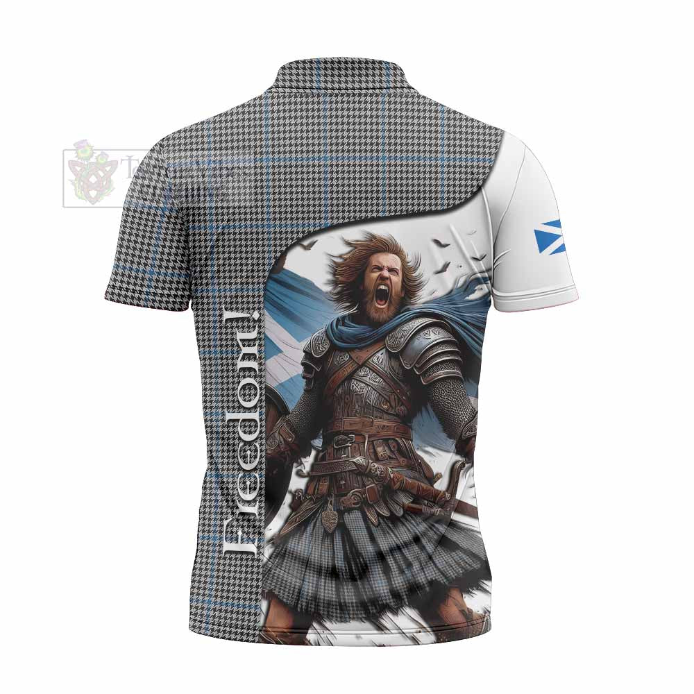 Tartan Vibes Clothing Gladstone (Gladstanes) Crest Tartan Zipper Polo Shirt Inspired by the Freedom of Scottish Warrior