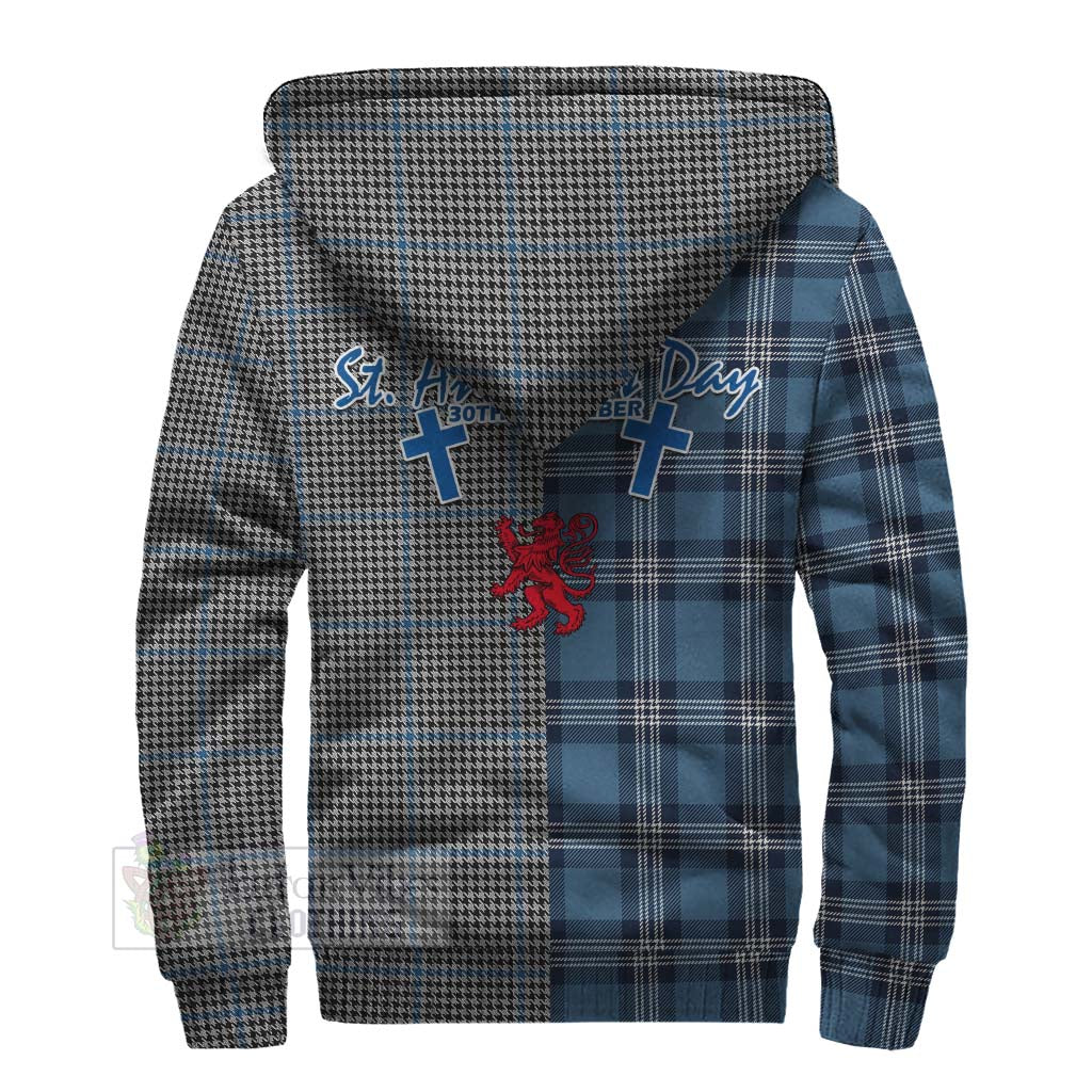 Tartan Vibes Clothing Gladstone (Gladstanes) Tartan Sherpa Hoodie Happy St. Andrew's Day Half Tartan Style