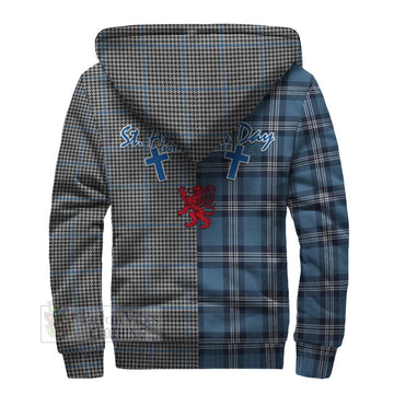 Gladstone (Gladstanes) Tartan Sherpa Hoodie Happy St. Andrew's Day Half Tartan Style