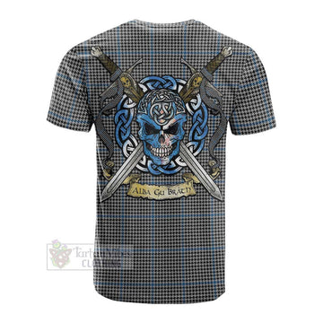 Gladstone (Gladstanes) Tartan Cotton T-shirt with Family Crest Celtic Skull Style