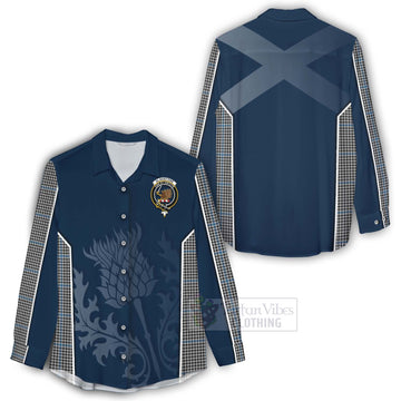 Gladstone (Gladstanes) Tartan Women's Casual Shirt with Family Crest and Scottish Thistle Vibes Sport Style