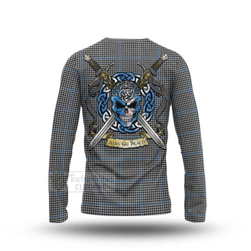 Gladstone (Gladstanes) Tartan Long Sleeve T-Shirt with Family Crest Celtic Skull Style