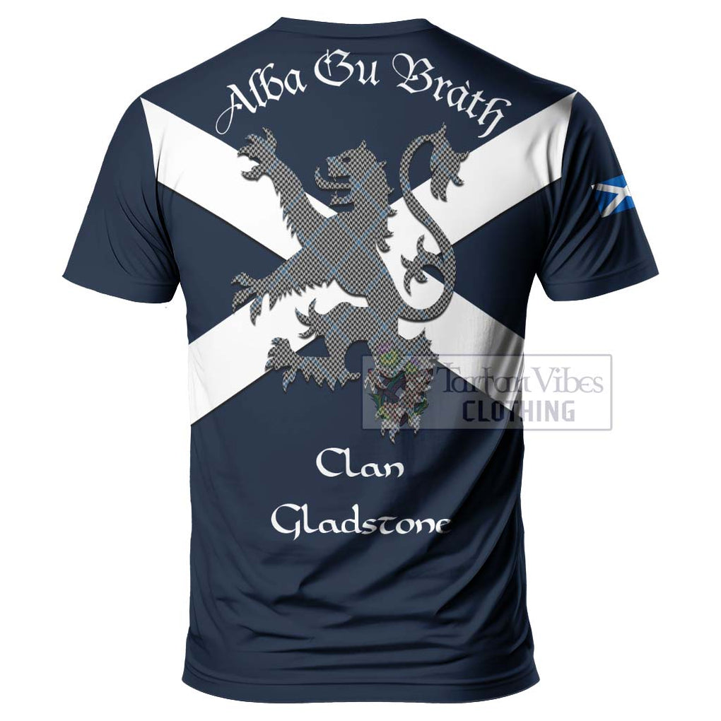 Tartan Vibes Clothing Gladstone (Gladstanes) Tartan Lion Rampant T-Shirt – Proudly Display Your Heritage with Alba Gu Brath and Clan Name