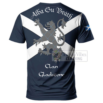 Gladstone (Gladstanes) Tartan Lion Rampant T-Shirt Proudly Display Your Heritage with Alba Gu Brath and Clan Name