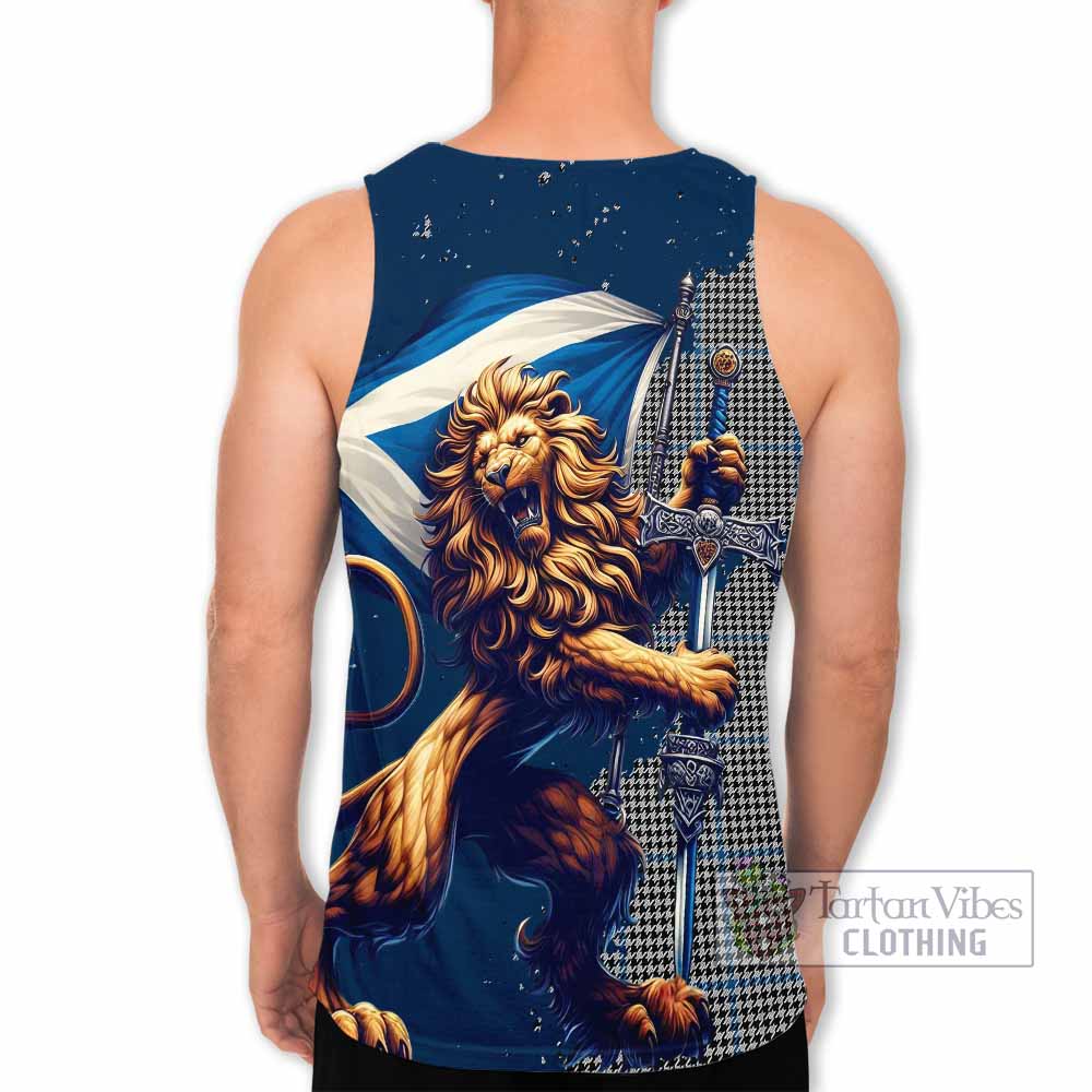 Tartan Vibes Clothing Gladstone (Gladstanes) Tartan Family Crest Men's Tank Top with Scottish Majestic Lion