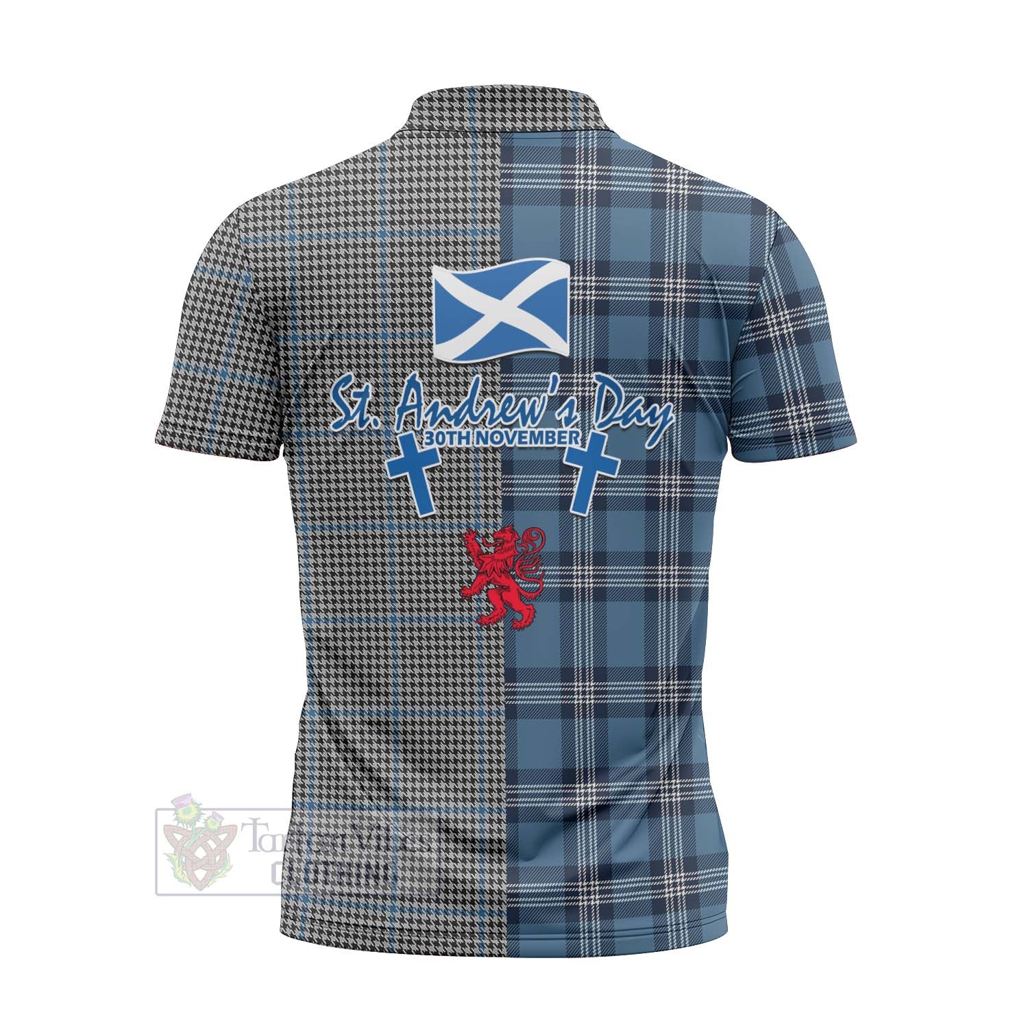 Tartan Vibes Clothing Gladstone (Gladstanes) Tartan Zipper Polo Shirt Happy St. Andrew's Day Half Tartan Style