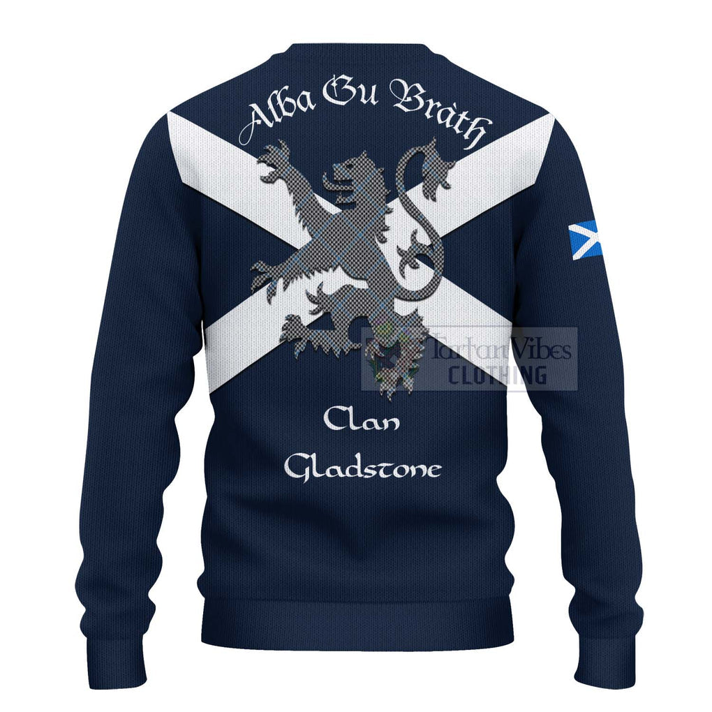 Tartan Vibes Clothing Gladstone (Gladstanes) Tartan Lion Rampant Knitted Sweater – Proudly Display Your Heritage with Alba Gu Brath and Clan Name