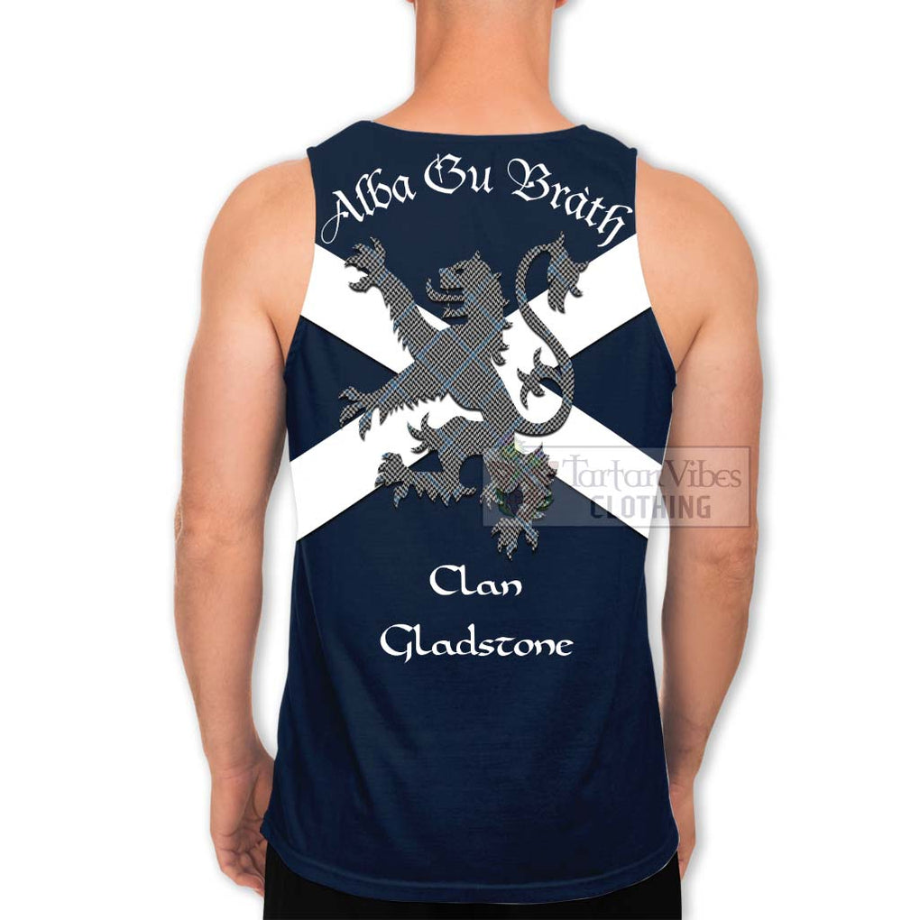 Tartan Vibes Clothing Gladstone (Gladstanes) Tartan Lion Rampant Men's Tank Top – Proudly Display Your Heritage with Alba Gu Brath and Clan Name