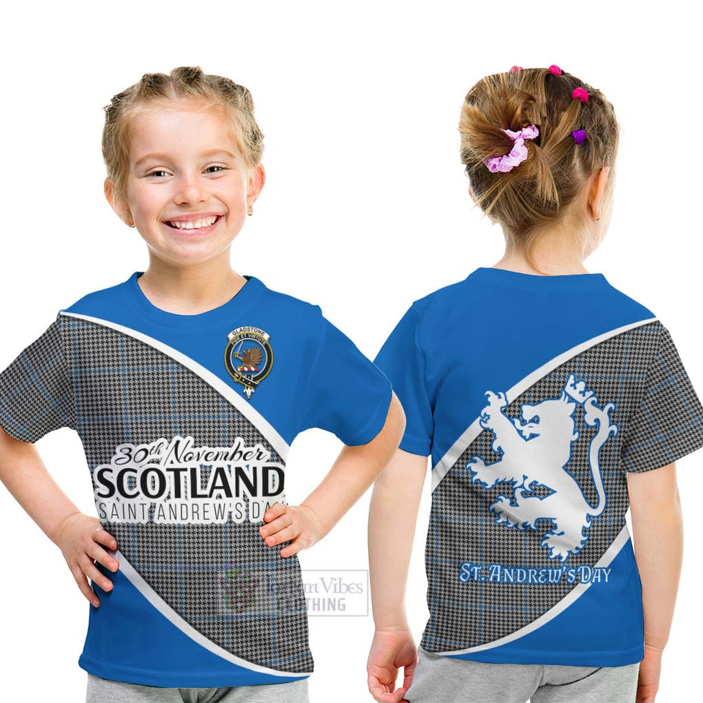 Tartan Vibes Clothing Gladstone (Gladstanes) Family Crest Tartan Kid T-Shirt Celebrate Saint Andrew's Day in Style