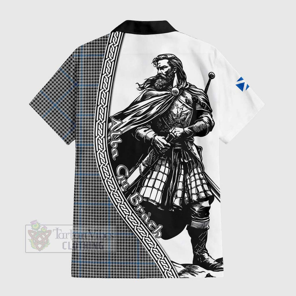 Tartan Vibes Clothing Gladstone (Gladstanes) Tartan Clan Crest Short Sleeve Button Shirt with Highlander Warrior Celtic Style