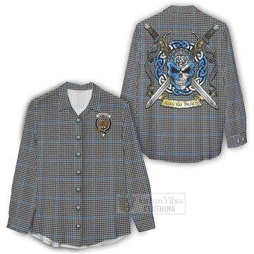 Gladstone (Gladstanes) Tartan Women's Casual Shirt with Family Crest Celtic Skull Style