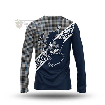 Gladstone (Gladstanes) Tartan Long Sleeve T-Shirt Featuring Thistle and Scotland Map