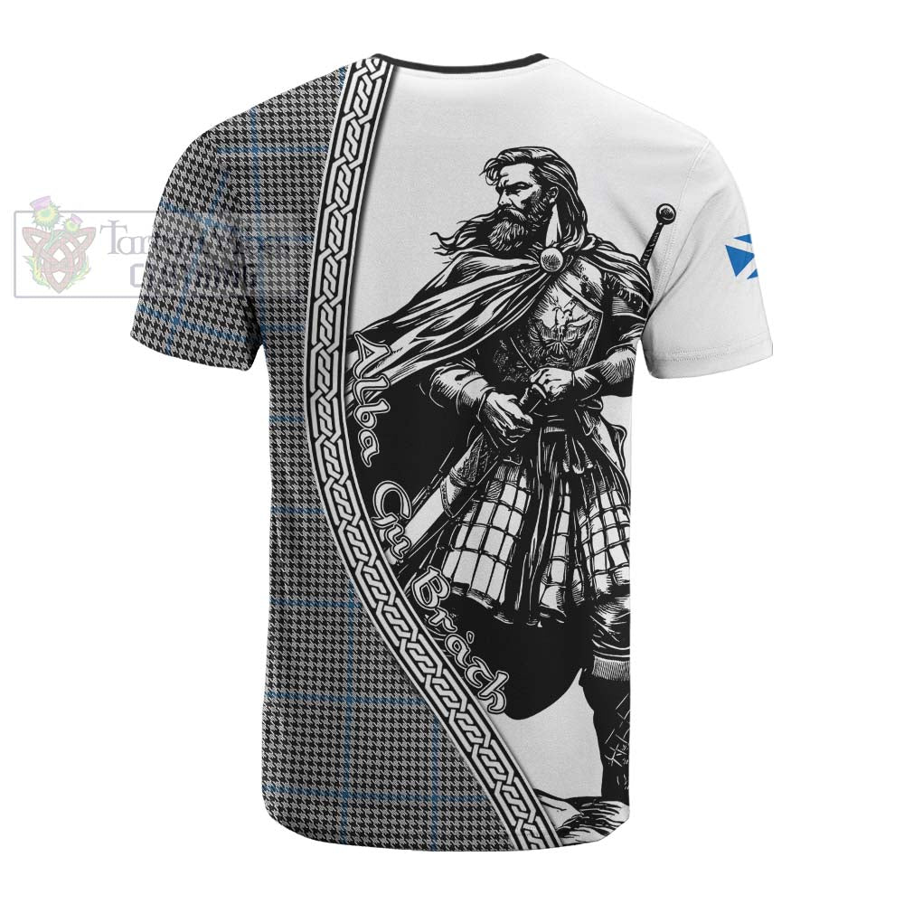 Gladstone (Gladstanes) Tartan Clan Crest Cotton T-shirt with Highlander Warrior Celtic Style