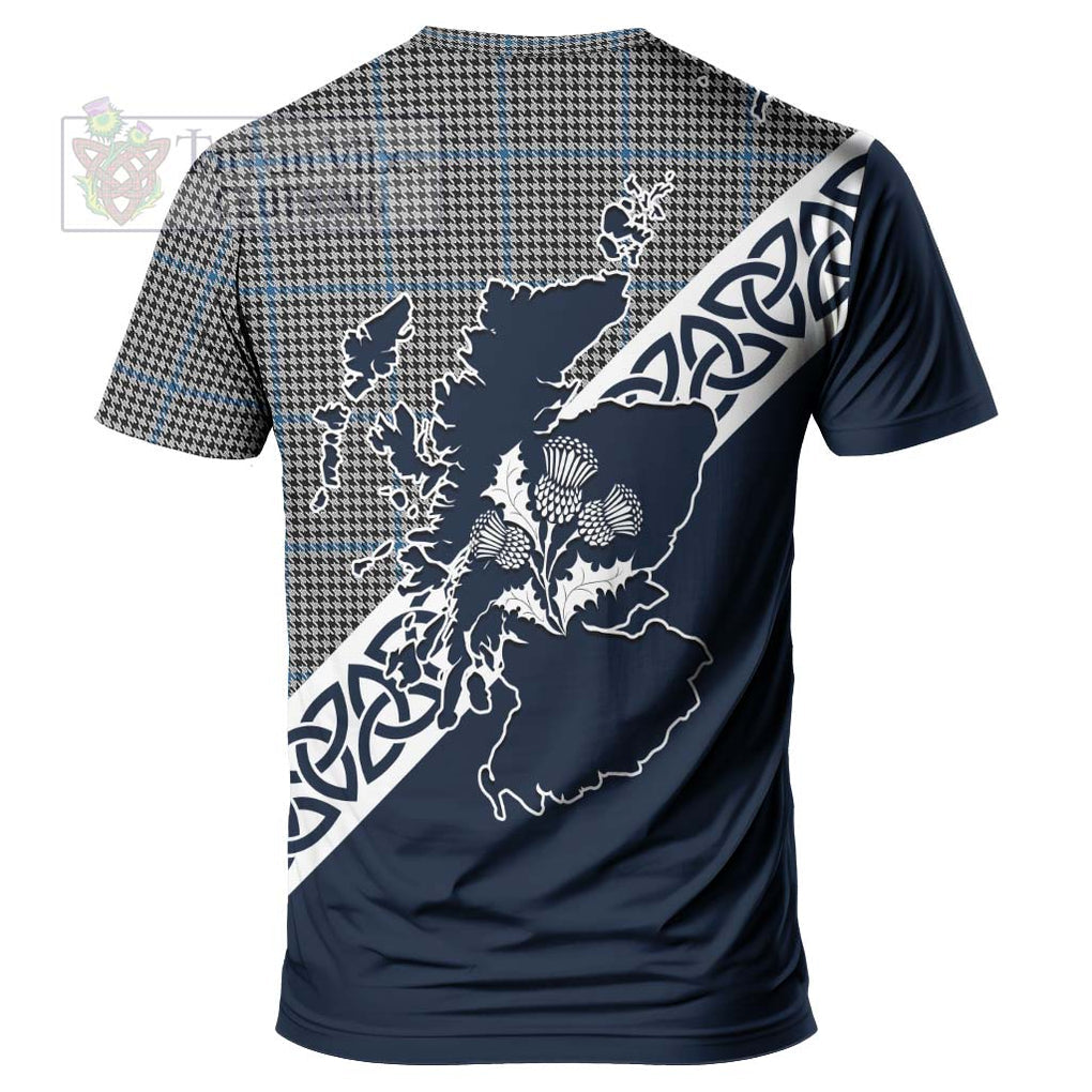 Gladstone (Gladstanes) Tartan T-Shirt Featuring Thistle and Scotland Map