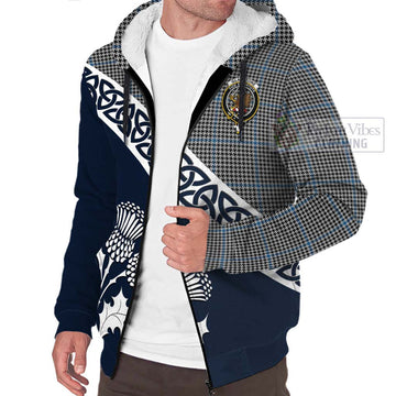 Gladstone (Gladstanes) Tartan Sherpa Hoodie Featuring Thistle and Scotland Map