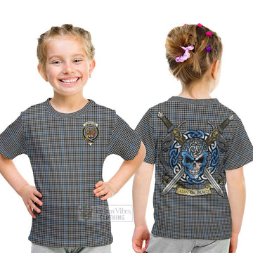 Gladstone (Gladstanes) Tartan Kid T-Shirt with Family Crest Celtic Skull Style