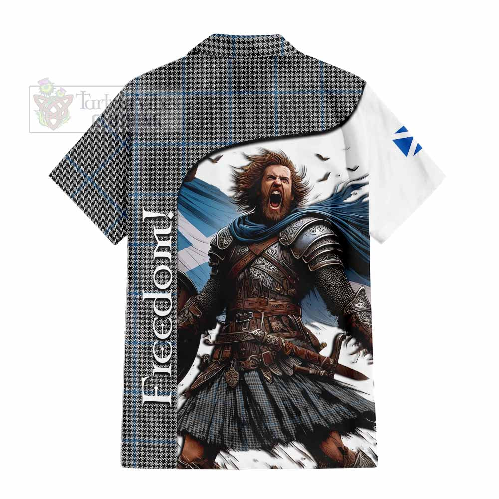 Tartan Vibes Clothing Gladstone (Gladstanes) Crest Tartan Short Sleeve Button Shirt Inspired by the Freedom of Scottish Warrior