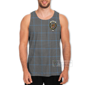 Gladstone (Gladstanes) Tartan Men's Tank Top with Family Crest and Bearded Skull Holding Bottles of Whiskey