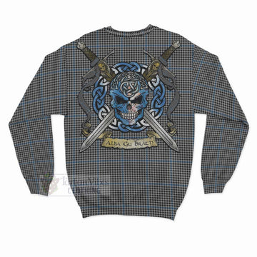 Gladstone (Gladstanes) Tartan Sweatshirt with Family Crest Celtic Skull Style