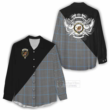 Gladstone (Gladstanes) Tartan Women's Casual Shirt with Family Crest and Military Logo Style