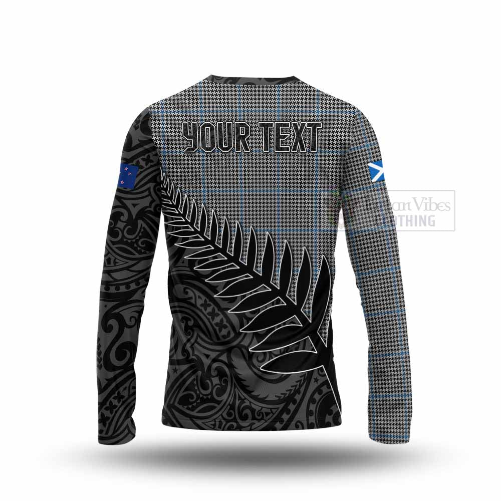 Tartan Vibes Clothing Gladstone (Gladstanes) Crest Tartan Long Sleeve T-Shirt with New Zealand Silver Fern Half Style