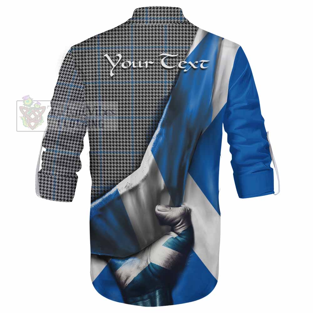 Tartan Vibes Clothing Gladstone (Gladstanes) Tartan Ghillie Kilt Shirt with Family Crest Scotland Patriotic Style